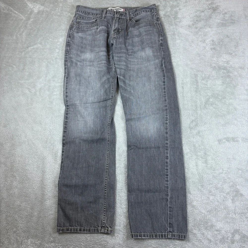Levi's Jeans Mens 31x32 (Fits 30x31) 514 Slim Straight Gray Faded Denim